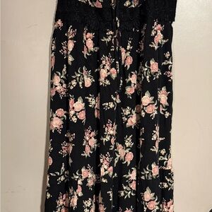 Torrid Black and Pink Floral Maxi dress with pockets